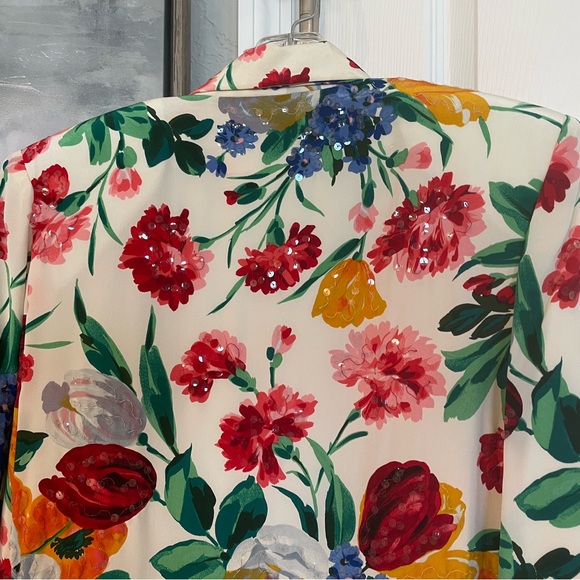 Mary Ann Restivo Women’s Vintage Floral Silk  One Button Blazer-90’s-Sz 4-EUC - Picture 12 of 14